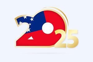 Year 2025 with Samoa Flag pattern. vector