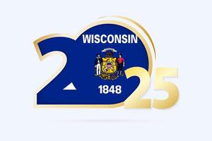 Year 2025 with Wisconsin Flag pattern. vector