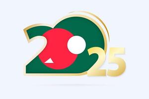 Year 2025 with Bangladesh Flag pattern. vector