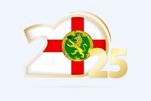 Year 2025 with Alderney Flag pattern. vector