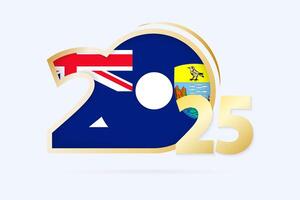 Year 2025 with Saint Helena Flag pattern. vector