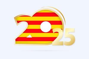 Year 2025 with Catalonia Flag pattern. vector