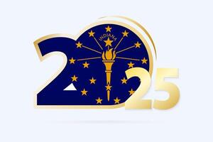 Year 2025 with Indiana Flag pattern. vector