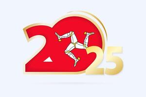 Year 2025 with Isle of Man Flag pattern. vector