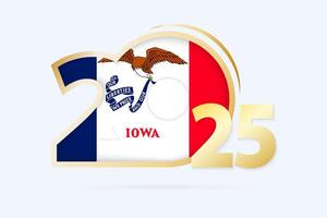 Year 2025 with Iowa Flag pattern. vector