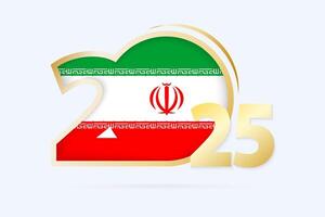 Year 2025 with Iran Flag pattern. vector