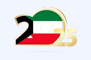 Year 2025 with Kuwait Flag pattern. vector