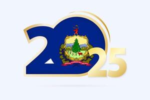 Year 2025 with Vermont Flag pattern. vector