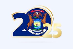 Year 2025 with Michigan Flag pattern. vector