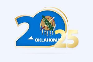 Year 2025 with Oklahoma Flag pattern. vector