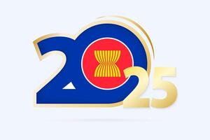 Year 2025 with ASEAN Flag pattern. vector