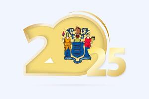 Year 2025 with New Jersey Flag pattern. vector