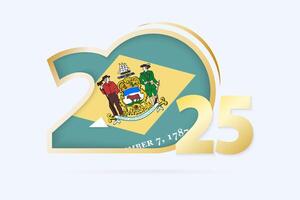 Year 2025 with Delaware Flag pattern. vector