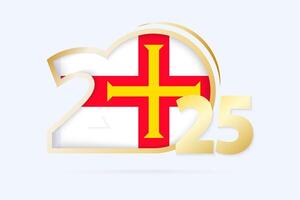 Year 2025 with Guernsey Flag pattern. vector