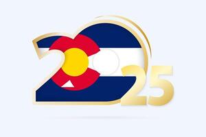 Year 2025 with Colorado Flag pattern. vector