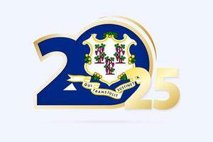 Year 2025 with Connecticut Flag pattern. vector
