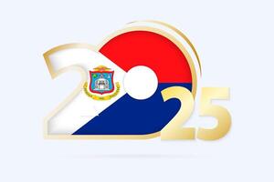 Year 2025 with Sint Maarten Flag pattern. vector