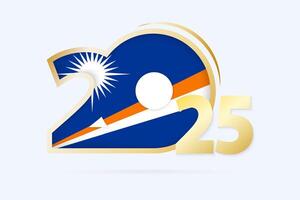 Year 2025 with Marshall Islands Flag pattern. vector