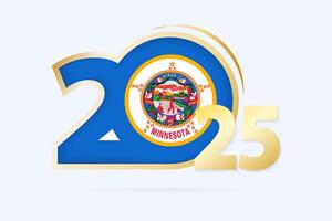 Year 2025 with Minnesota Flag pattern. vector