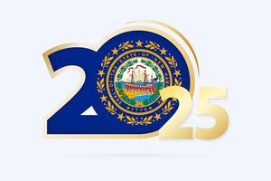 Year 2025 with New Hampshire Flag pattern. vector