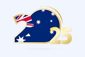 Year 2025 with Australia Flag pattern. vector