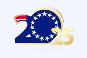 Year 2025 with Cook Islands Flag pattern. vector