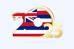 Year 2025 with Hawaii Flag pattern. vector