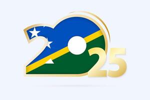 Year 2025 with Solomon Islands Flag pattern. vector