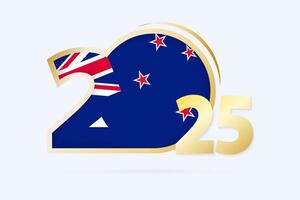 Year 2025 with New Zealand Flag pattern. vector