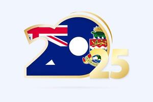 Year 2025 with Cayman Islands Flag pattern. vector