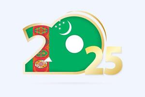 Year 2025 with Turkmenistan Flag pattern. vector