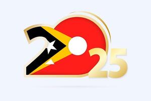 Year 2025 with East Timor Flag pattern. vector