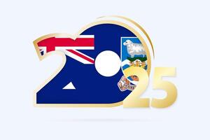 Year 2025 with Falkland Islands Flag pattern. vector