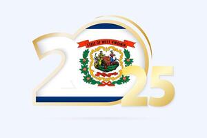 Year 2025 with West Virginia Flag pattern. vector