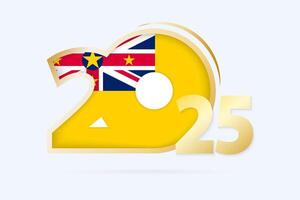 Year 2025 with Niue Flag pattern. vector
