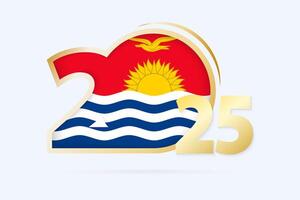 Year 2025 with Kiribati Flag pattern. vector