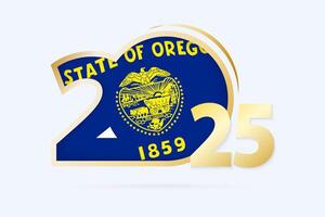 Year 2025 with Oregon Flag pattern. vector