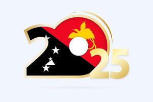 Year 2025 with Papua New Guinea Flag pattern. vector