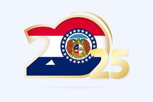Year 2025 with Missouri Flag pattern. vector