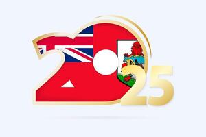 Year 2025 with Bermuda Flag pattern. vector