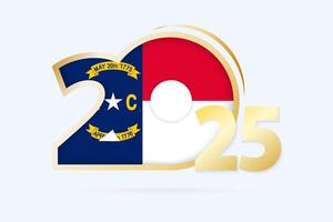 Year 2025 with North Carolina Flag pattern. vector