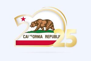 Year 2025 with California Flag pattern. vector