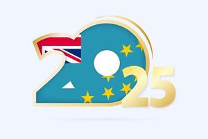 Year 2025 with Tuvalu Flag pattern. vector