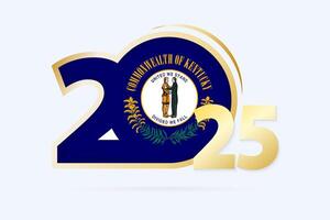 Year 2025 with Kentucky Flag pattern. vector