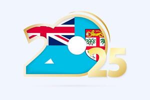 Year 2025 with Fiji Flag pattern. vector