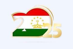 Year 2025 with Tajikistan Flag pattern. vector