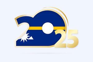 Year 2025 with Nauru Flag pattern. vector