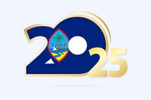 Year 2025 with Guam Flag pattern. vector