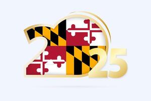 Year 2025 with Maryland Flag pattern. vector
