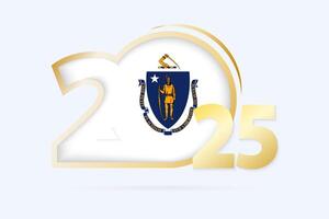 Year 2025 with Massachusetts Flag pattern. vector